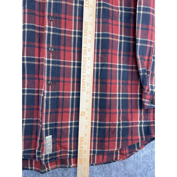 VTG Abercrombie & Fitch Shirt L Red Plaid Chamois Flannel 90s Y2K Distressed - Picture 7 of 10